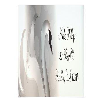 Beautiful Swan White & Silver Elegant Invitation Label Front View