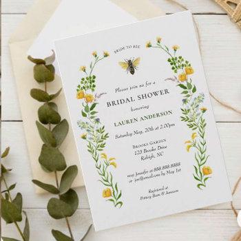 bee and wildflower bridal shower announcement