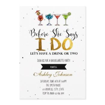 before she says i do bachelorette party invitation