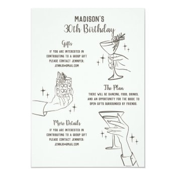 Beige Retro Cocktail Party Bridal Shower Invite Front View