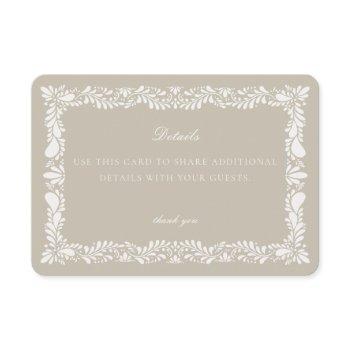 beige talavera tile  detail card invitation insert