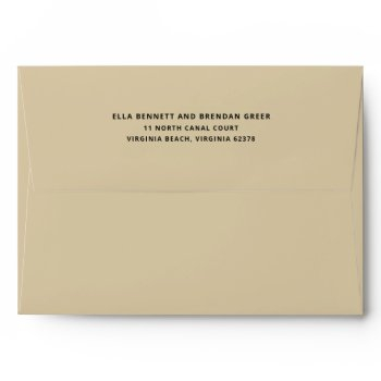 beige wedding invitation return address envelope