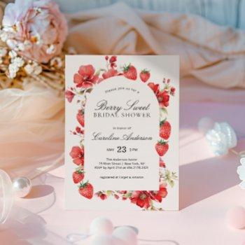 berry sweet bridal shower strawberry floral invitation