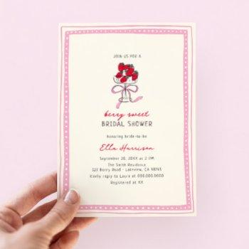 berry sweet strawberry bridal shower invitation