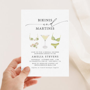 bikinis & martinis bridal shower bachelorette invitation