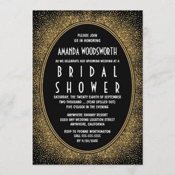 black and gold art deco bridal shower invitations
