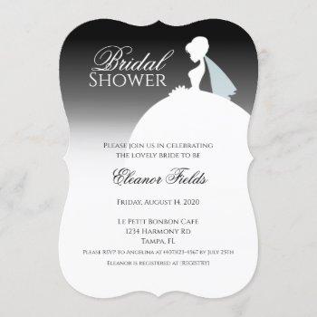 black and white dress elegant bridal shower invitation