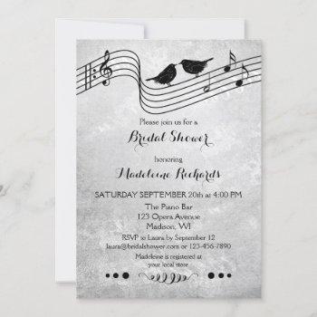 black and white music themed bridal shower invite