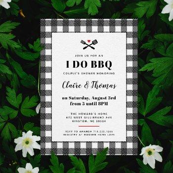 black and white picnic plaid cloth i do bbq invitation