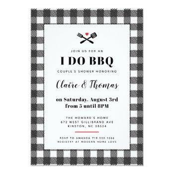 Black And White Picnic Plaid Cloth I Do Bbq Invitation Front View