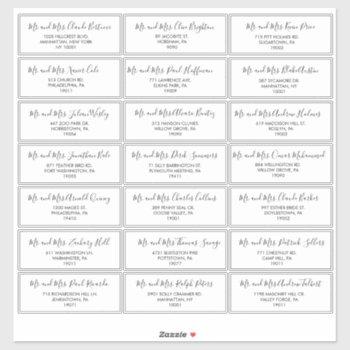 black and white wedding guest address label