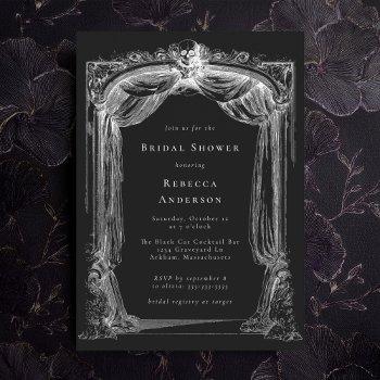 black antique gothic ornament skull bridal shower invitation