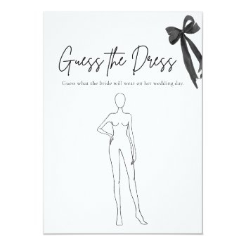 Black Bow Guess The Dress Bridal Shower Game Invitation Front View
