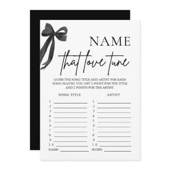 black bow name that love tune bridal shower game invitation