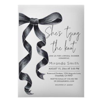 Black Bow She's Tying The Knot Bridal Shower  Acrylic Invitations Front View