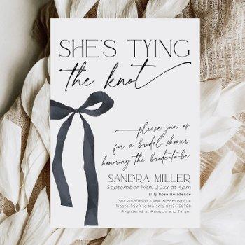 black bow she's tying the knot goth bridal shower invitation