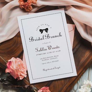 black bow simple elegant bridal brunch invitation