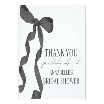 Black Bow Tying The Knot Bridal Shower Thank You Front View