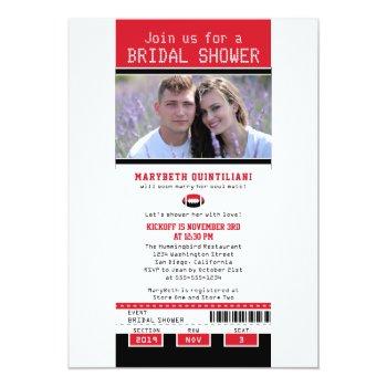 Black Bright Red Football Ticket Front View