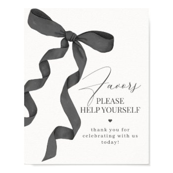 black coquette bow favors party decor sign