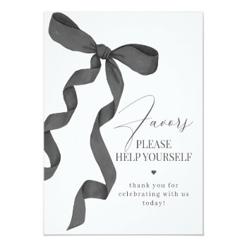 Black Coquette Bow Favors Party Decor Sign Front View