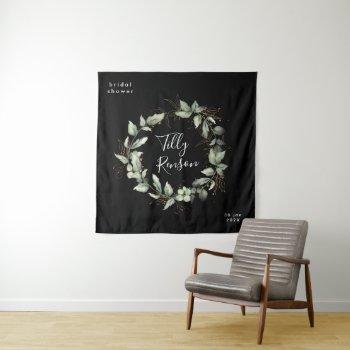 black gold botanical succulent bridal shower tapestry