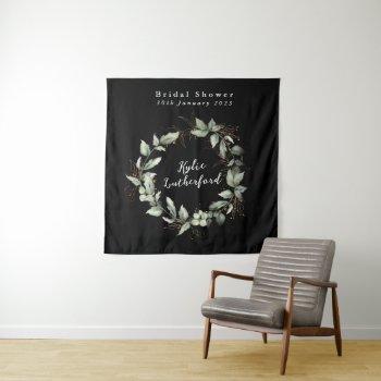 black gold botanical succulent bridal shower tapestry