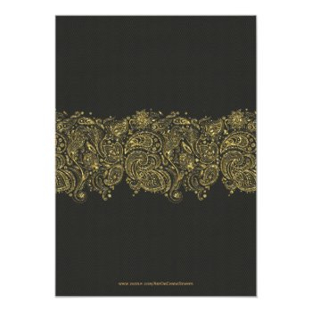 Black & Gold Paisley Lace Bridal Shower Invite Front View
