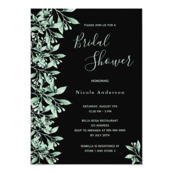 Black Green Botanical Script Front View