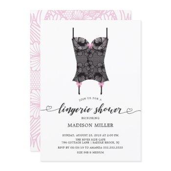 black lace corset bridal lingerie shower invitation