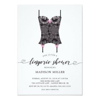 Black Lace Corset Bridal Lingerie Shower Invitation Front View