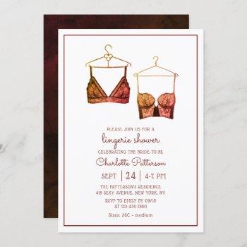 black lace watercolor lingerie bridal shower invit invitation
