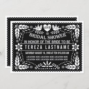 black papel picado love wedding bridal shower invitation