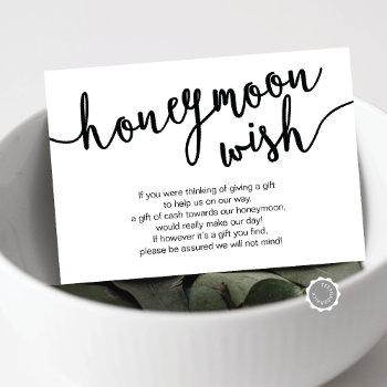 black script, wedding honeymoon wish fund enclosure card