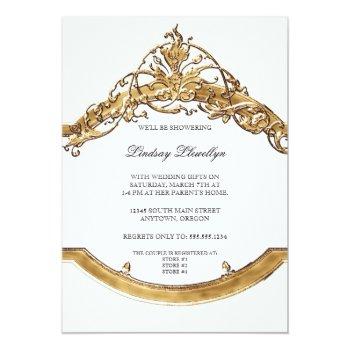 Black Tie Elegance 2, Golden Bridal Shower Invite Front View