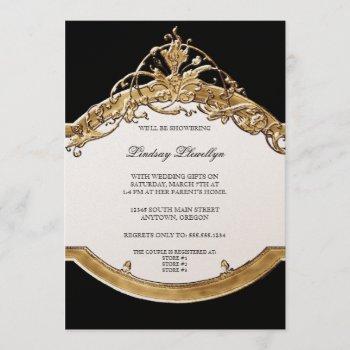 black tie elegance 2, golden bridal shower invite