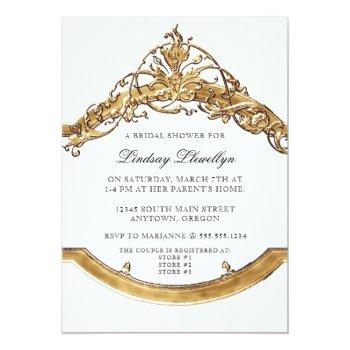 Black Tie Elegance 2, Golden Bridal Shower Invite Front View