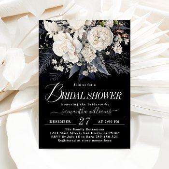 black & white boho wildflower bridal shower invitation