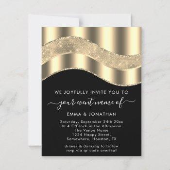 black white gold border glitter wave qr code