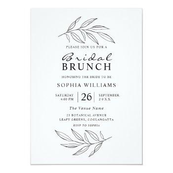 Black & White Modern Fine Art Bridal Shower Brunch Invitation Front View