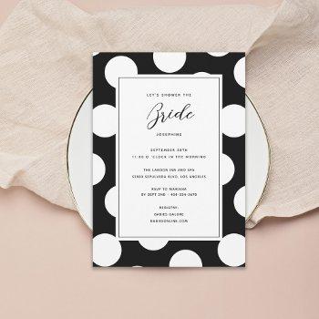 black & white polka dot border bridal shower invitation