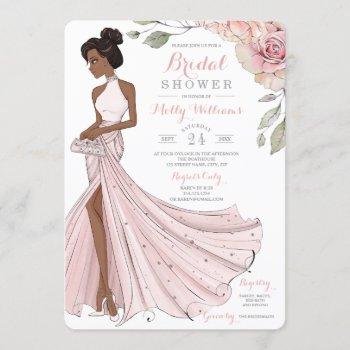 blingy african american bride bridal shower invitation