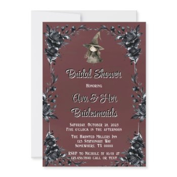 blood red gothic black floral witch bridal shower invitation