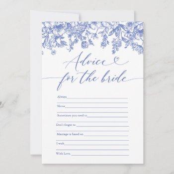 blue advice for the bride bridal shower game invitation