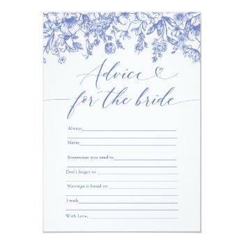 Blue Advice For The Bride Bridal Shower Game Invitation Front View