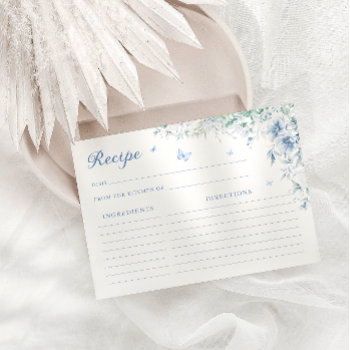 blue and white chinoiser bridal shower recipe card