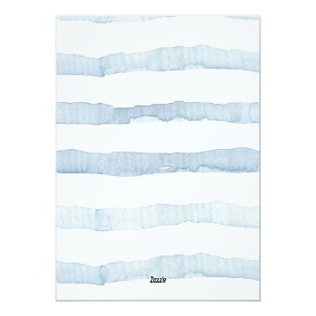 Blue And White Watercolor Stripes Folded Thank You Card Front View
