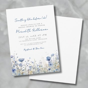 blue botanical wildflower floral bridal shower invitation