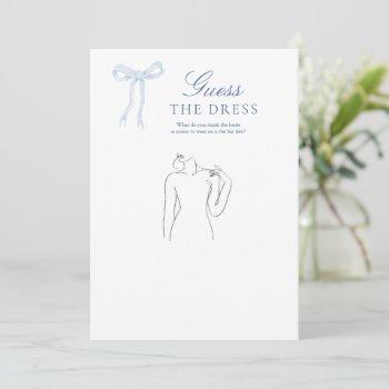 blue bow guess the dress bridal shower game invitation