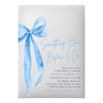 Blue Bow Something Blue Before I Do Bridal Shower Acrylic Invitations Front View